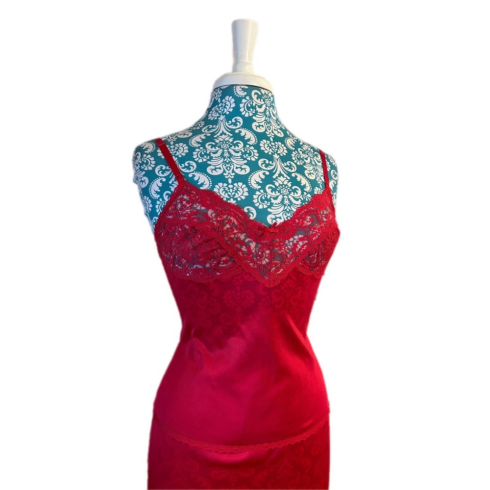 Vintage Vassarette Camisole & Slip Skirt Red Lingerie Matching Set Coquette